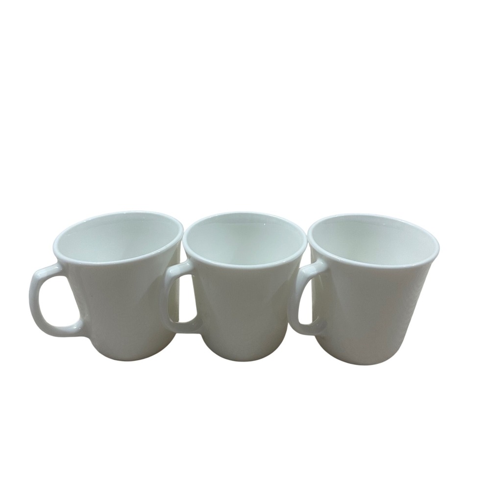 Corning USA Vitrelle Mugs Set of 3 Winter Frost White Coffee Cups Microwave Safe